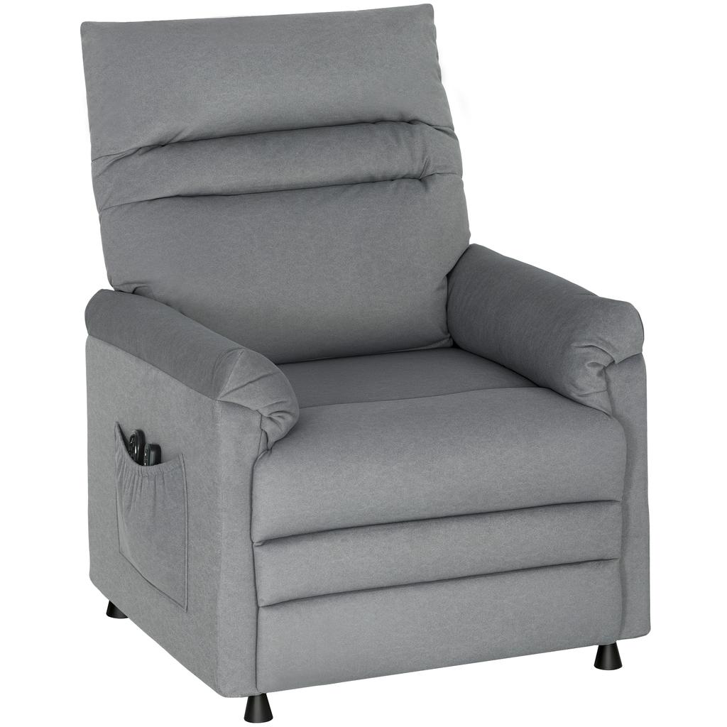 Recliner Chair, TV Armchair with Reclining Function, Lumbar Heating, 2 Remote Controls, USB Port, Quiet Motor, Grey