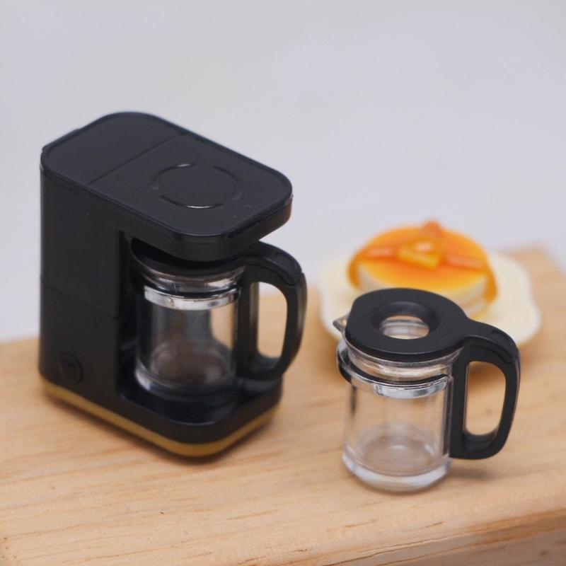 1:12 Scale Coffee Machine Coffee Maker Rotend-Play Kid Cookware Kitchen Realistic Double Houses Cooking Cookware