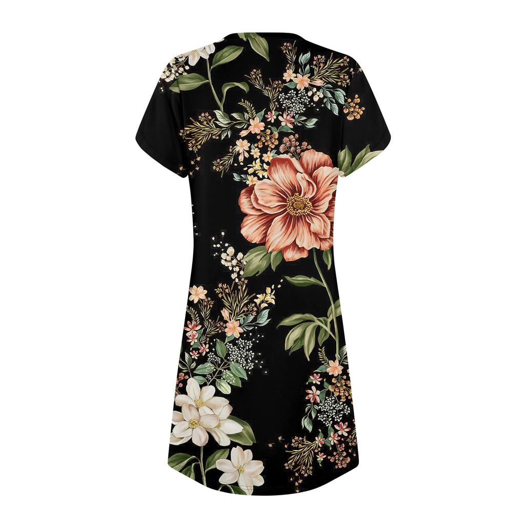 Женское модное повседневное короткое платье с принтом и V-образным вырезом с коротким рукавом