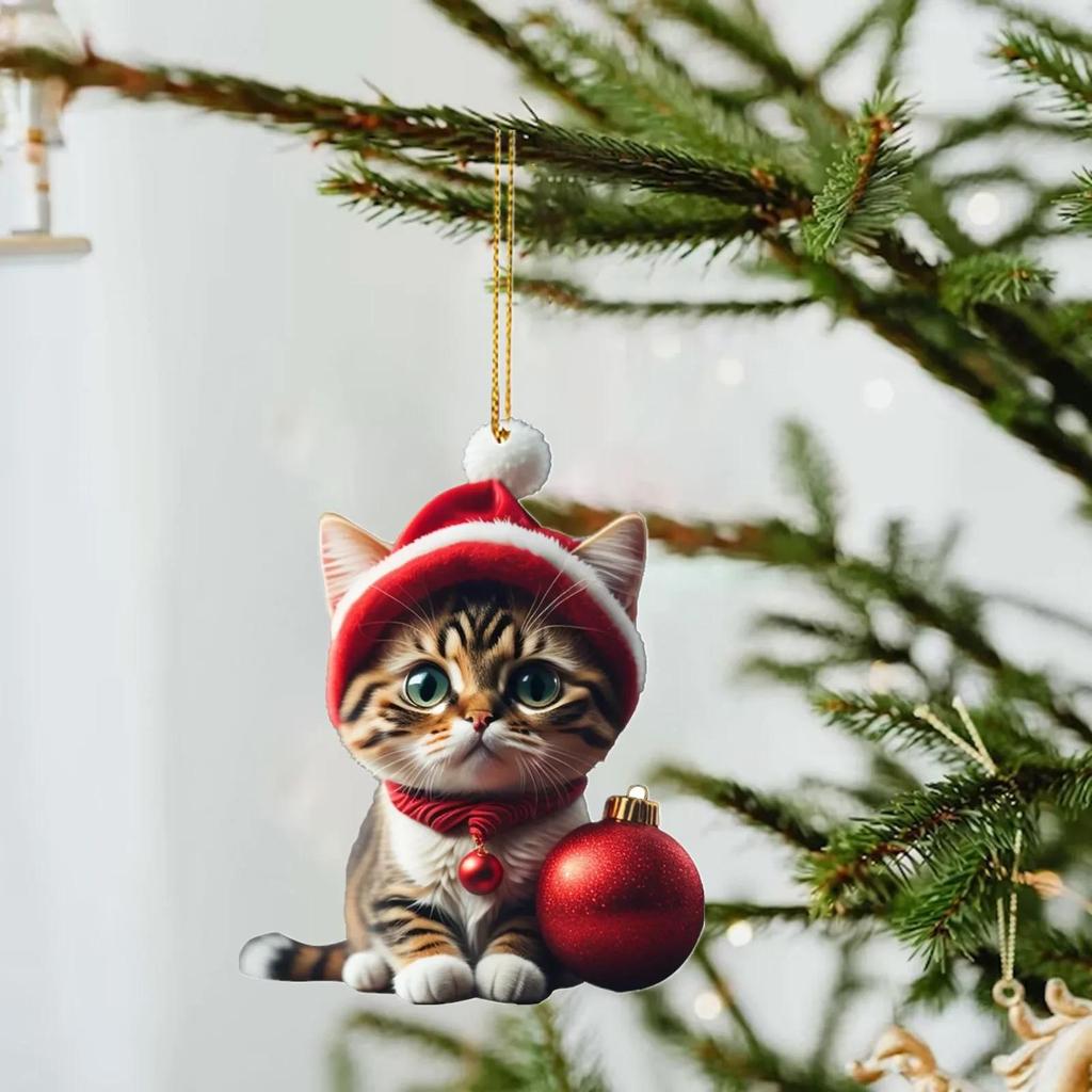 Мультфильм милый кот 2023 рождественские украшения подвесные украшения подарок Рождественская подвесная елка персонализированный кулон товары для вечеринок