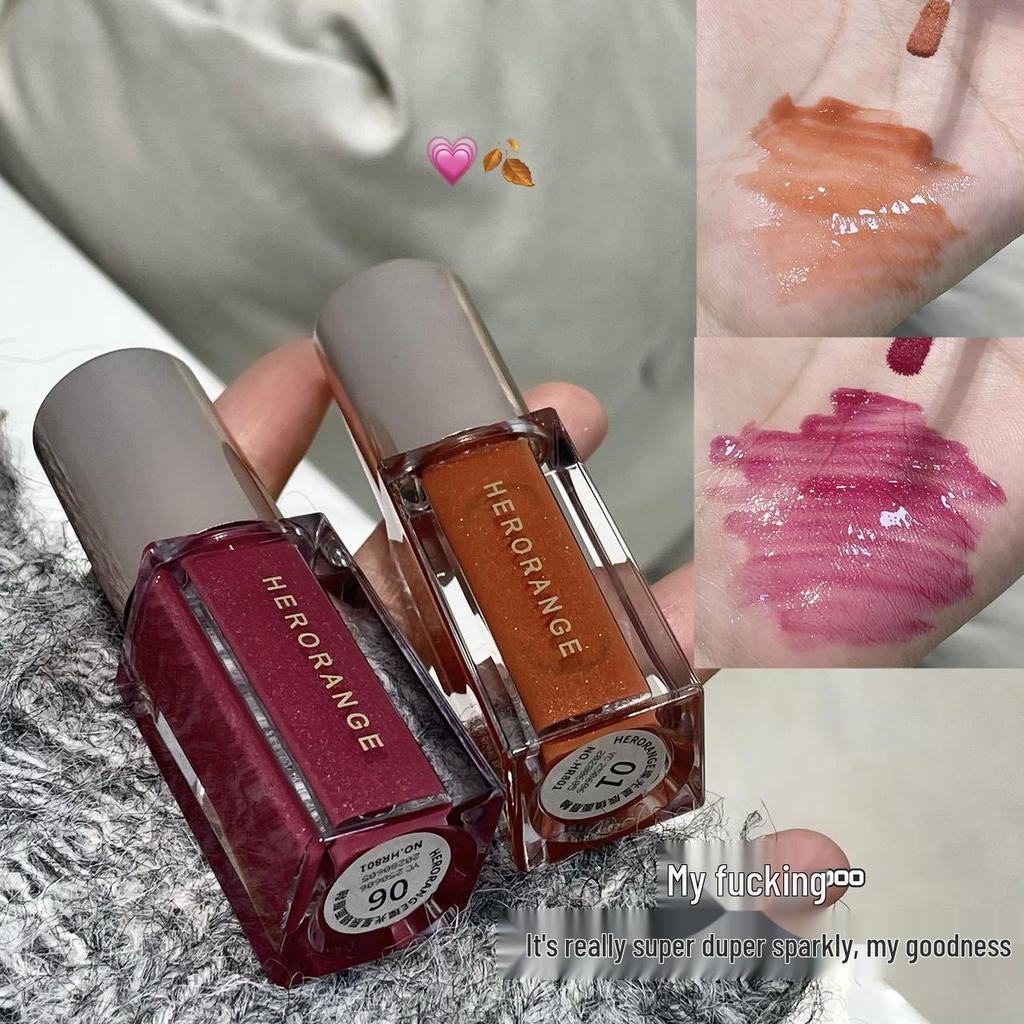 HERORANGE Мерцающий Звездный Зеркальный Блеск для Губ - Жемчужный, Водянистый, Увеличивающий Объем с Мелким Блестящим Финишем.