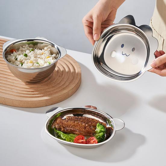 Детский поднос для еды Мультяшная тарелка для ужина из нержавеющей стали Форма животного Не ржавеет