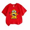 Kids Boys Girls 100% Cotton O-neck Short Sleeve T-shirt, Excited Yellow Character with Red Cape Print Casual Soft Tee for Daily Wear, Holiday Gift for