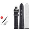 Genuine Leather Bracelet Carbon Fiber Grain Watchband Red Stitching 18mm 20mm 22mm Watch Band Strap Accessories Butterfly Buckle