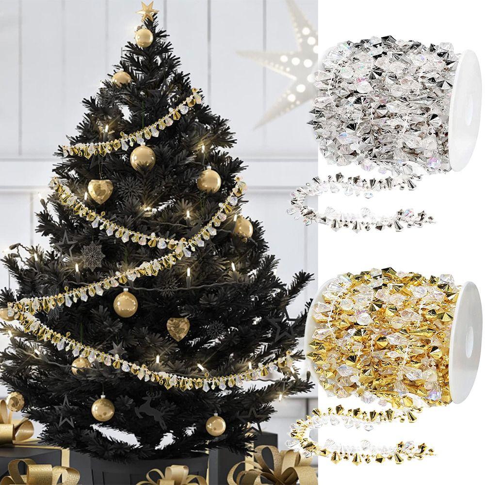 New Transparent Crystal Bead Garland Acrylic Handicraft Crystal Bead String Wedding Party Decor Iridescent Christmas Decorations