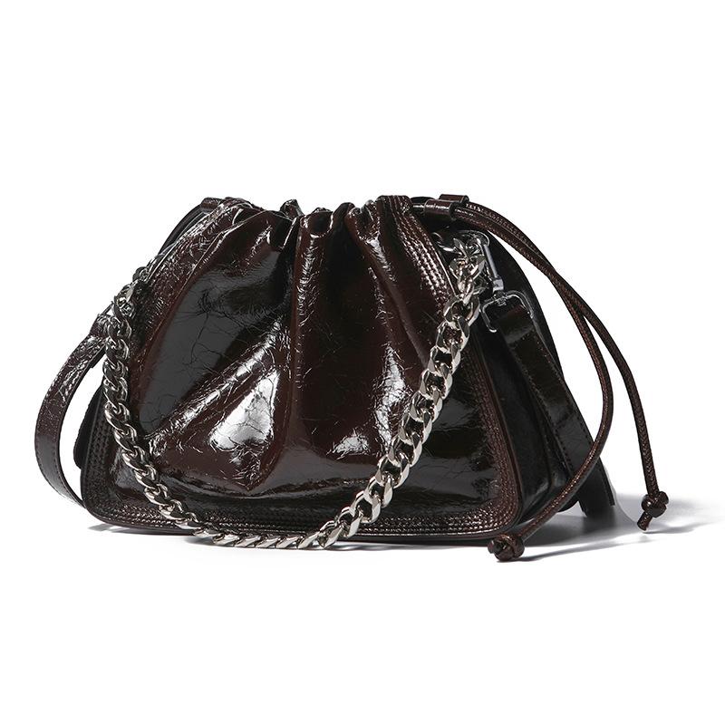 Лучшая кожаная сумка Crossbody Bucket Bag Drawstring Cloud Single-shoulder Crossbody Bag