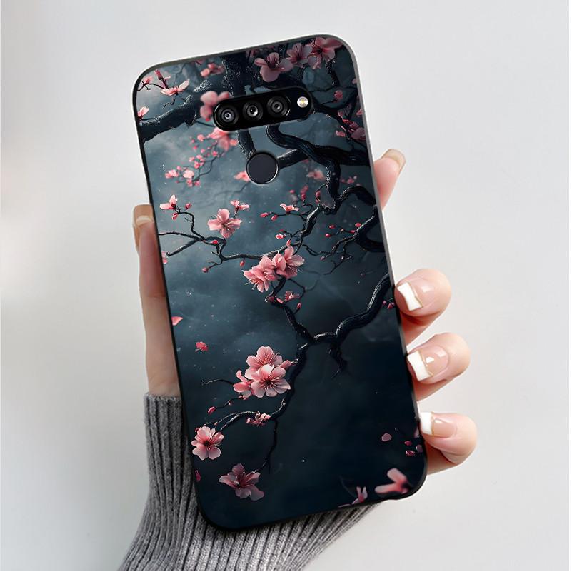 Soft Case For LG K50S K40S Phone Case LMX540HM LM-X540 LMX430HM LM-X430 Fashion Butterfly Flower Black Silicone Bumper Cover