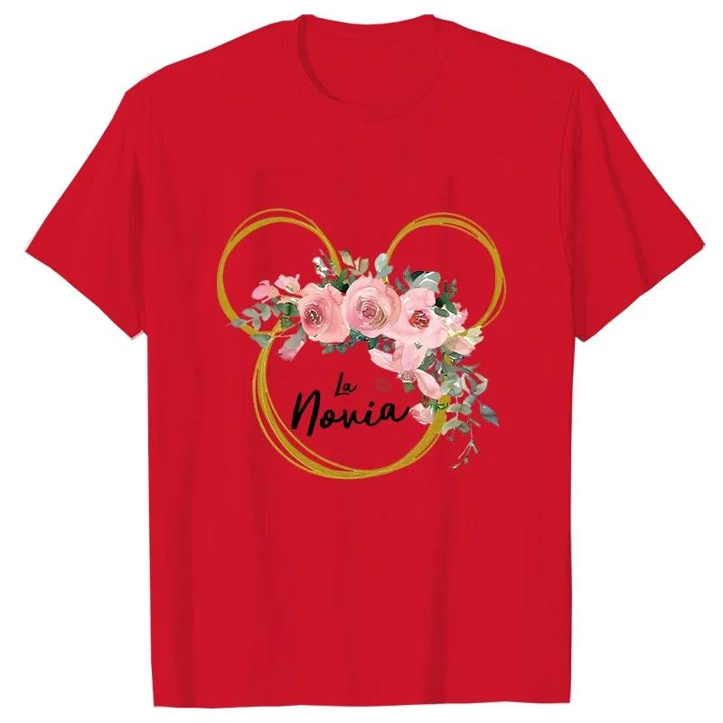 Spanish Team Bride Squad T-shirt Bachelorette Party Tshirt Bridal Wedding Future Bride To Be Tees Flowers Short Sleeved Tops