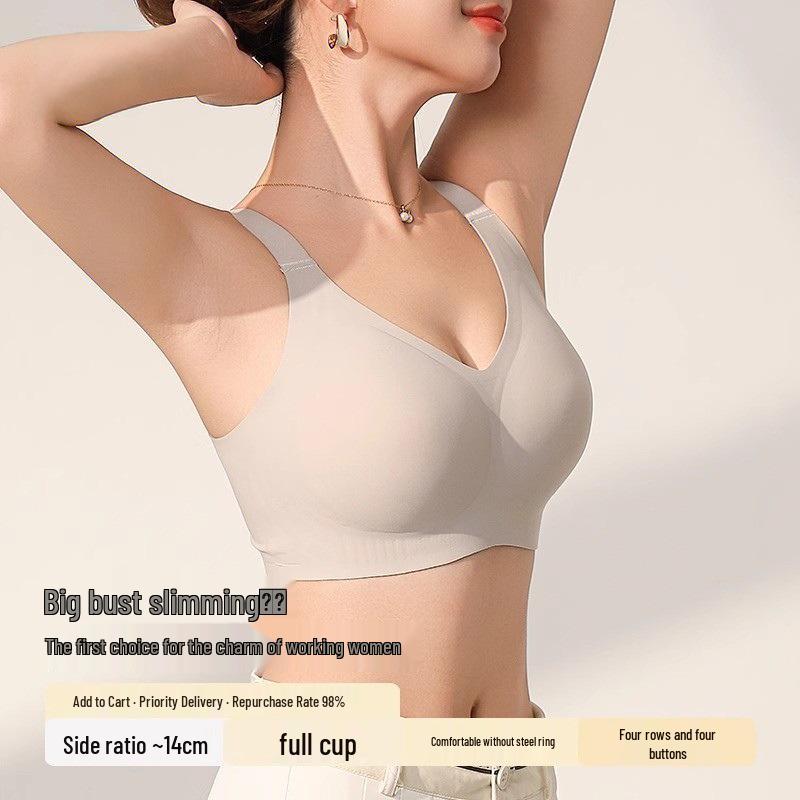 Seamless Full Coverage Lift Bra: Large Bust Support, Anti-Sagging, Shaping, Thin Summer Wear.