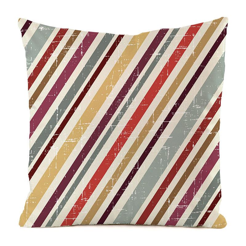 Nordic Striped Patterns Digital Printing Short Plush Pillow Covers Decorative For Car Sofa Office Cushion Cover Home Goods