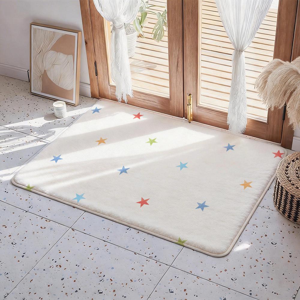 Abstract S Star Floor Mat Eco Flannel Doormat Non Slip Odorless Indoor Floor Rug Soft Short Plush Home Mat