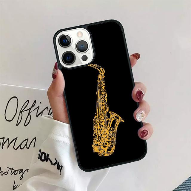 Чехол для телефона с акварельным рисунком саксофона для iPhone 17 Air 15 16 14 13 12 Pro Max 11 Pro Max Plus Coque Shell
