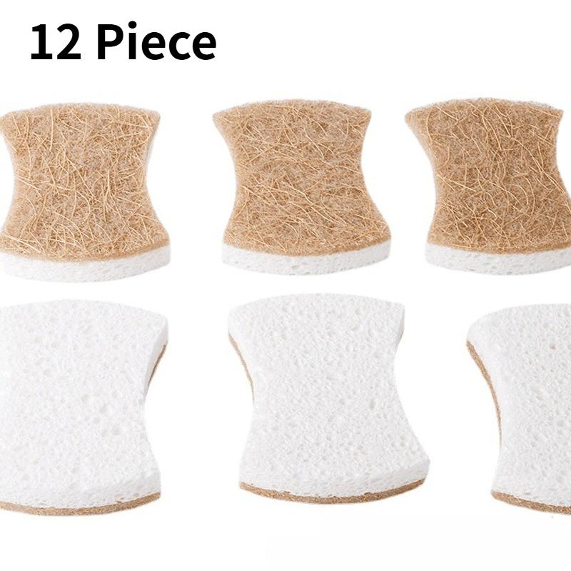 Натуральные кухонные губки - Биоразлагаемые, Компостируемые, Экологичные губки из древесной целлюлозы и кокосового волокна для мытья посуды, Быстросохнущие