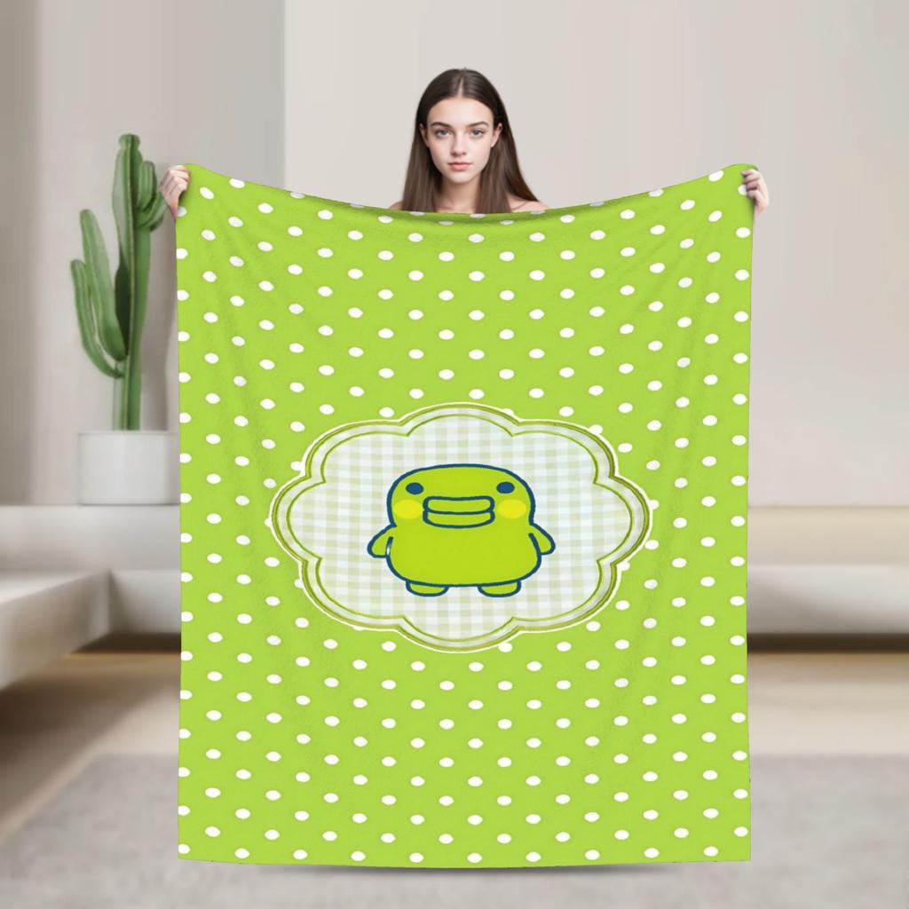 Soft Warm Blanket Airplane Travel Cute Tamagotchi Anime Print Throw Blanket Flannel Bedspread For Living Room Sofa Bed Cover