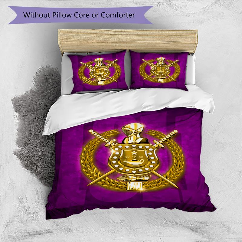 3pcs Omega Psi Phi logo6 pattern bedding set duvet cover set includes duvet cover &pillowcases, perfect all season bedroom decoration & gift