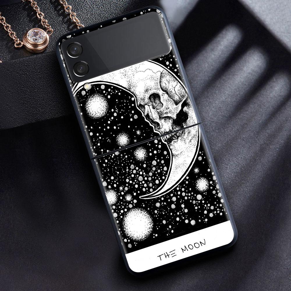 Для Samsung Galaxy Z Flip 3 5G Роскошный матовый черный жесткий чехол для телефона ZFlip 3 противоударный чехол Fundas Shell Moon Tarot Mystery Totem