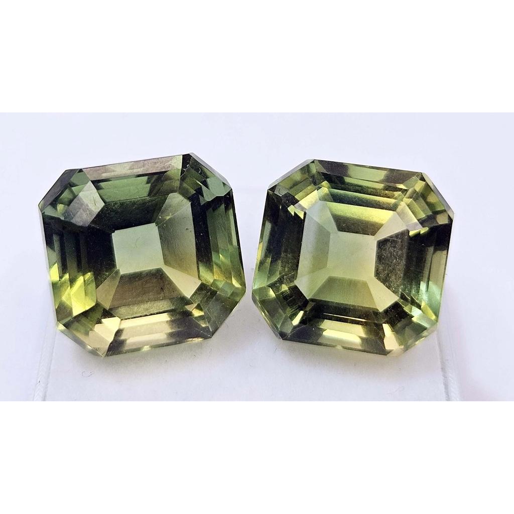 Bi-Color Tourmaline Asscher Cut 7-8 Ct Pair Beautiful Certified Loose Gemstone