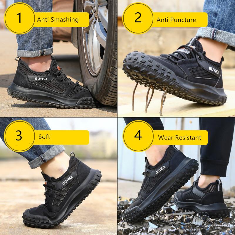 Дышащая защитная рабочая обувь, рабочая обувь с защитой от проколов, нескользящие защитные кроссовки со стальным носком, рабочая обувь