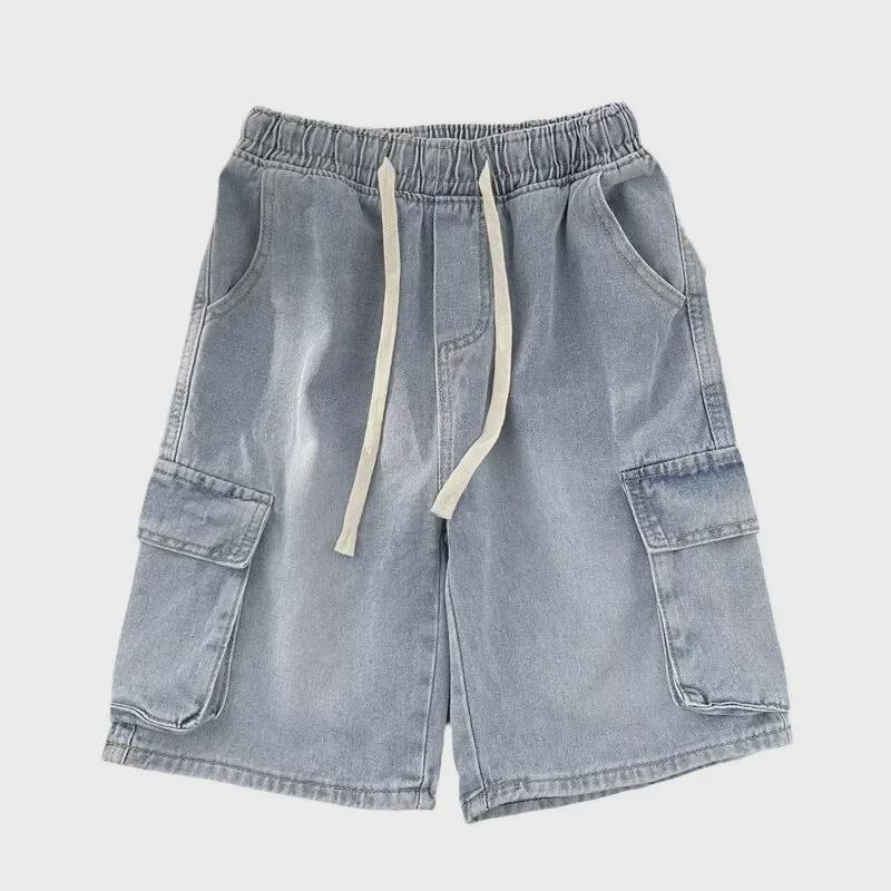 Men's Casual Loose Fit Drawstring Denim Shorts