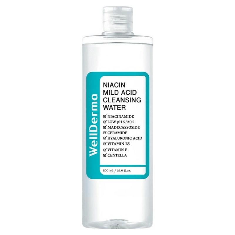 Wellderm Очищающая вода с ниацинамидом и мягкими кислотами, 500 мл, 1 шт.