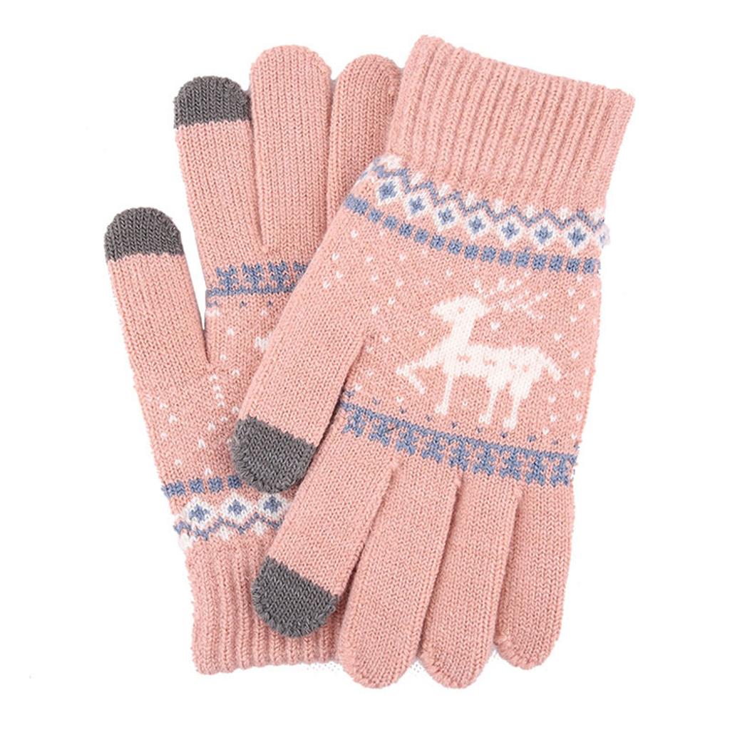 Winter Women Adult Plus Velvet Thickening Cute  Christmas Finger Gloves