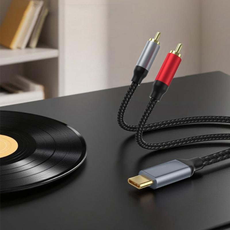 USB C - 2 RCA Аудиокабель 1,5 м в оплетке для цифровых и аналоговых устройств