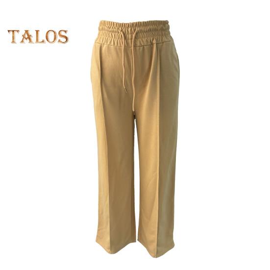 Женские спортивные брюки с эластичной высокой талией, регулируемые на шнурке, однотонные, свободного кроя, длинные брюки для отдыха на открытом воздухе