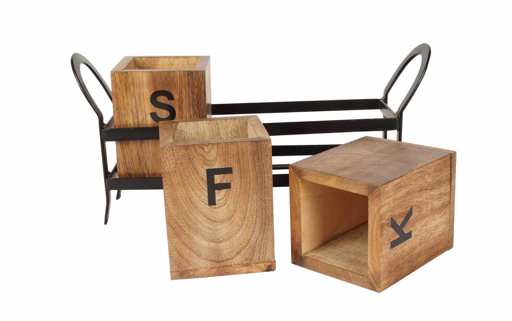 Trifri Деревянный контейнер для столовых приборов Деревенская подставка-органайзер для столовых приборов Подставка для кухонной утвари Кухня Гостиная Кухня в стиле фермерского дома