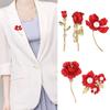 Stylish Faux Pearl Female Safety Pins Corsage Red Rose Brooch Suit Accessories