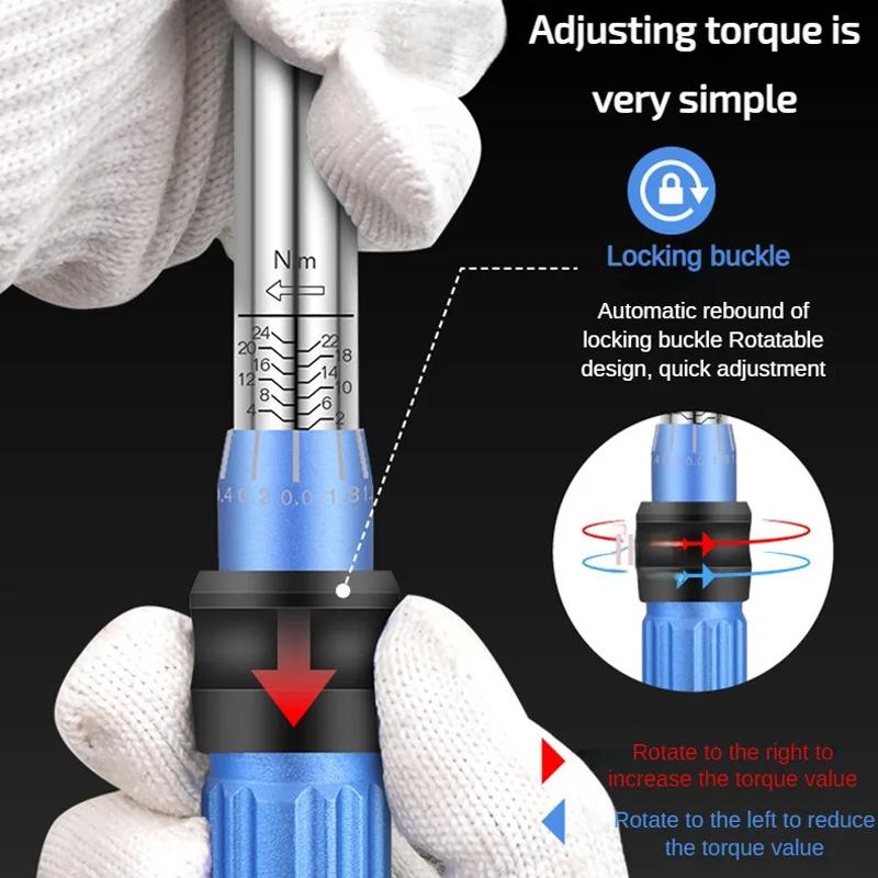 21PCS Torque Wrench Allen Wrench Tool 2-24Nm Adjustable Ratchet 1/4'' Socket Wrench Set for Bicycle Repair Kit