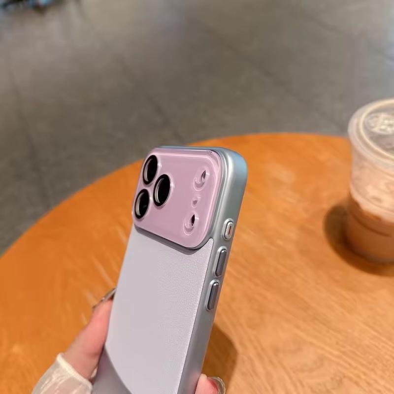 Двухцветный чехол из кожи наппа с узором личи для iPhone 17 Pro Max 17 Pro Air 16 Plus 15 14 13 12 11 Pro Защитная крышка для объектива