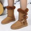Women's Plus Size Snow Boots Casual Middle Tube Thick Bottom Fleece Fur Cotton Boot Shoes 37-42