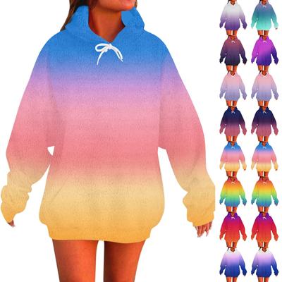 Женская мода повседневная толстовка с капюшоном с длинным рукавом и круглым вырезом с принтом и карманами