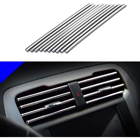 10pcs20cmCar Air Conditioner Vent Outlet Trim StripsPVC Central control car color bright bar universal sele-hesive plating