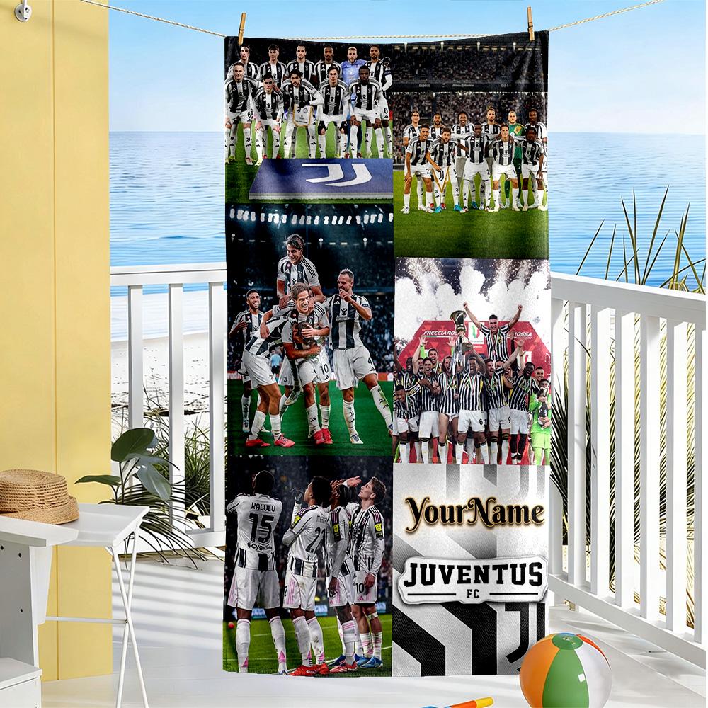 Juventus Customize Your Name Beach Towel High Absorbency & Quick-Dry Suitable for Sports Travel Swimming Yoga Bathroom Beach And Pool