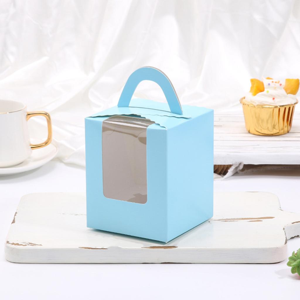 10Pcs Cupcake Boxes with Inserts Windowed Cupcake Holders Stackable Deep Cupcake Carrier Food Grade Containers for Home Cake Dessert Shops