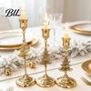 Holiday Home Decor Ornaments 3Pcs Christmas Tree/Snowflake Taper Candle Holders, 3 Size Gold Candlestick Vintage Metal Holders Decorative Xmas Holder