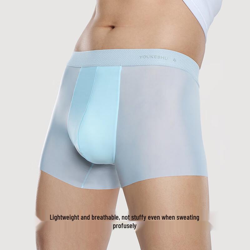 Youkeshu Men's Ice Silk Boxer Briefs (7A Antibacterial, Cooling)