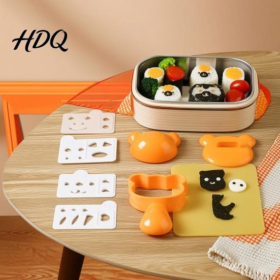 Fun Meal Prep Tools Rice Ball Molds Kit Cartoon Bear/Cat/Dog/Panda Shape Onigiri Maker DIY Lunch Box Decorator Food Grade Plastic Sushi for