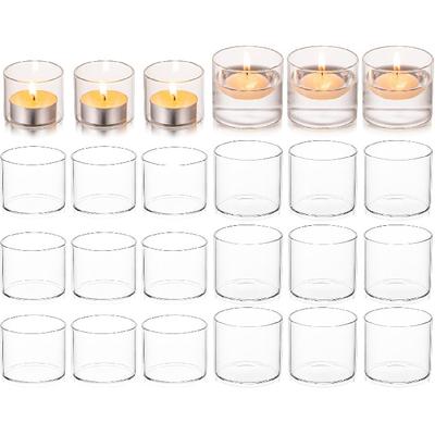 Подсвечник для чайных свечей Hewory: 24 шт. Стеклянные подсвечники-вотивы Прозрачные Подсвечники для чайных свечей Оптом для Свадебных центральных элементов Украшения стола,