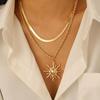 Light Luxury Fashion Sun Flame Shaped Pendant Necklace Collarbone Chain Stacked Neck Chain For Women