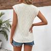 Women's Summer Tops Casual Crewneck Cap Sleeve Shirts Lightweight Crochet Knit Texture Tank Top Blouses