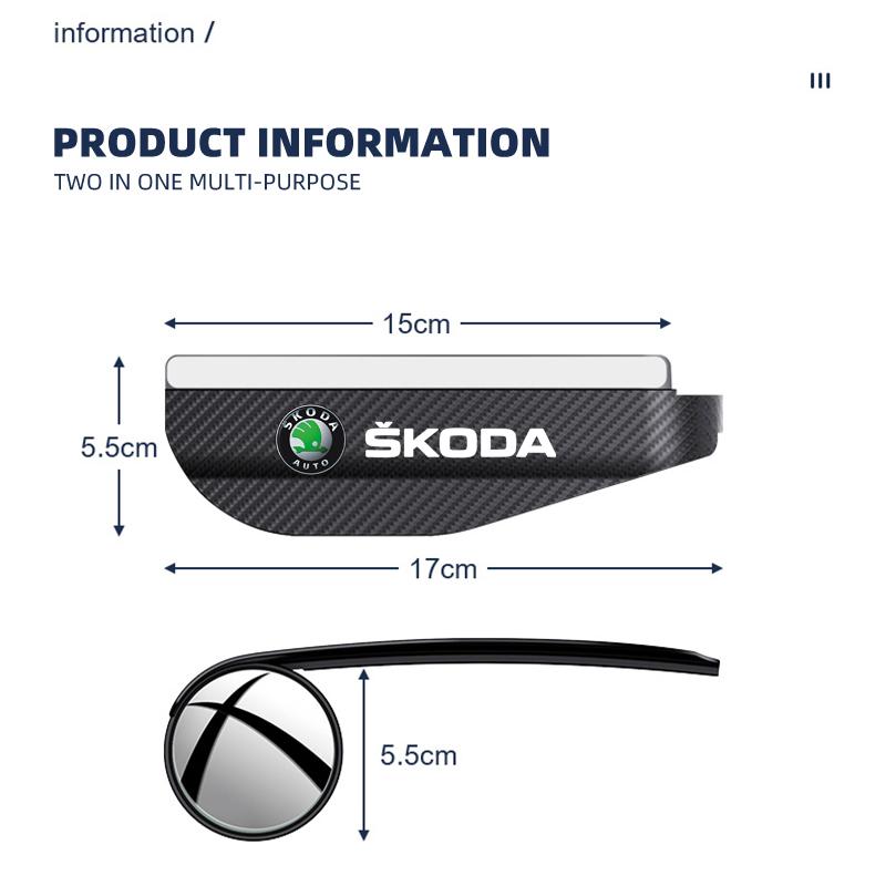 pdvri7 2pcs Car Rain Shield Blind Spot Mirrors For Skoda VRS Octavia 2 3 A5 A7 MK2 MK3 Superb 3V 3T B6 B8 Kodiaq Karoq 2004-2024