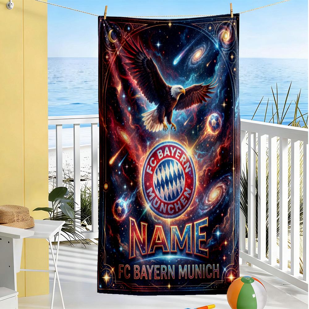 Bayern Munich Galaxy Fan Art Customized Name Beach Towel High Absorbency & Quick-Dry