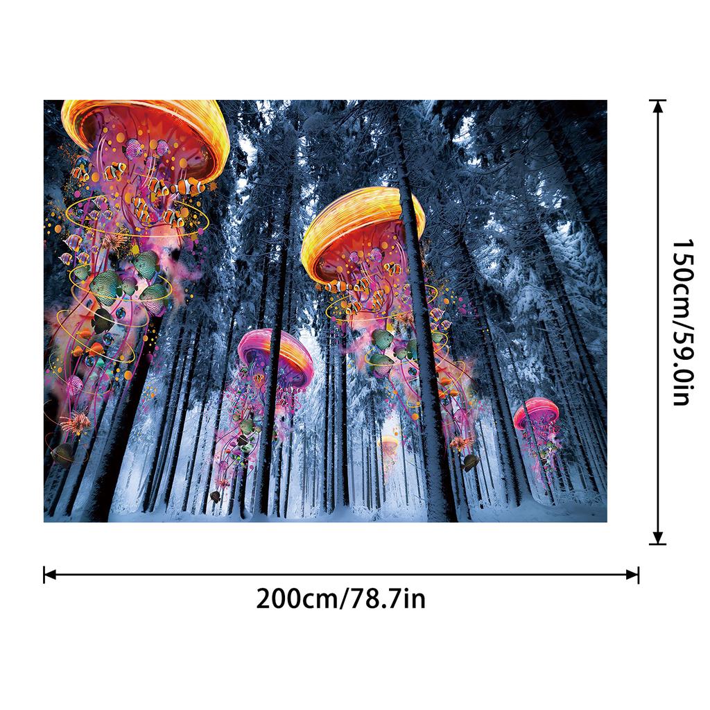 Комната трансформирует фоновую ткань с изображением медузы, чтобы украсить фоновую картину, чтобы повесить ткань на стену
