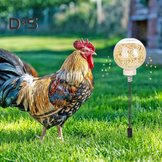 Игрушка для кормления цыплят, 2 шт., качели для цыплят, медленная кормушка с пружиной и колышком для земли, дозатор угощений для кур, домашней птицы, уток