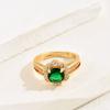 Ins Japanese and Korean Niche Versatile Plain Ring Ring Women's Inlaid Emerald Zircon Ring Simple Fashion Index Finger Ring