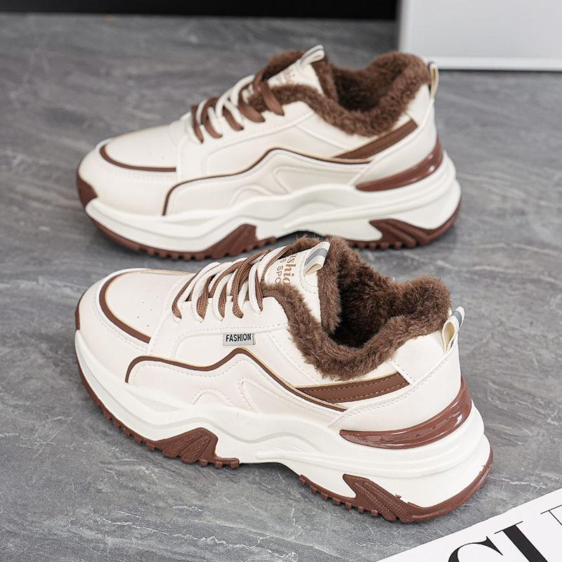Женские кроссовки «папины кроссовки» с плюшевой изоляцией, удобная спортивная обувь, женская зимняя износостойкая нескользящая повседневная обувь, увеличивающая рост