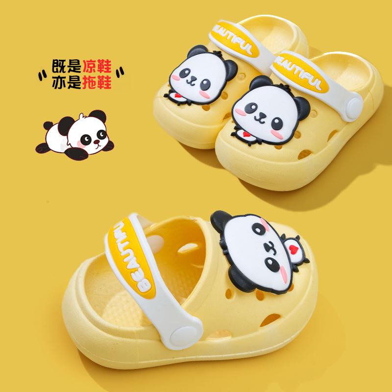 Panda children's clogs, girls' non-slip summer sandals, boys' slippers, baby outdoor soft-soled indoor shoes