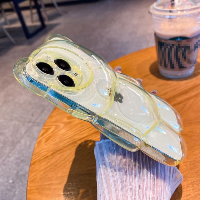 Прозрачный чехол для телефона с мультяшным 3D медведем для iPhone 14 13 12 11Pro Max XS Max XR X ярких цветов, силиконовый противоударный мягкий чехол